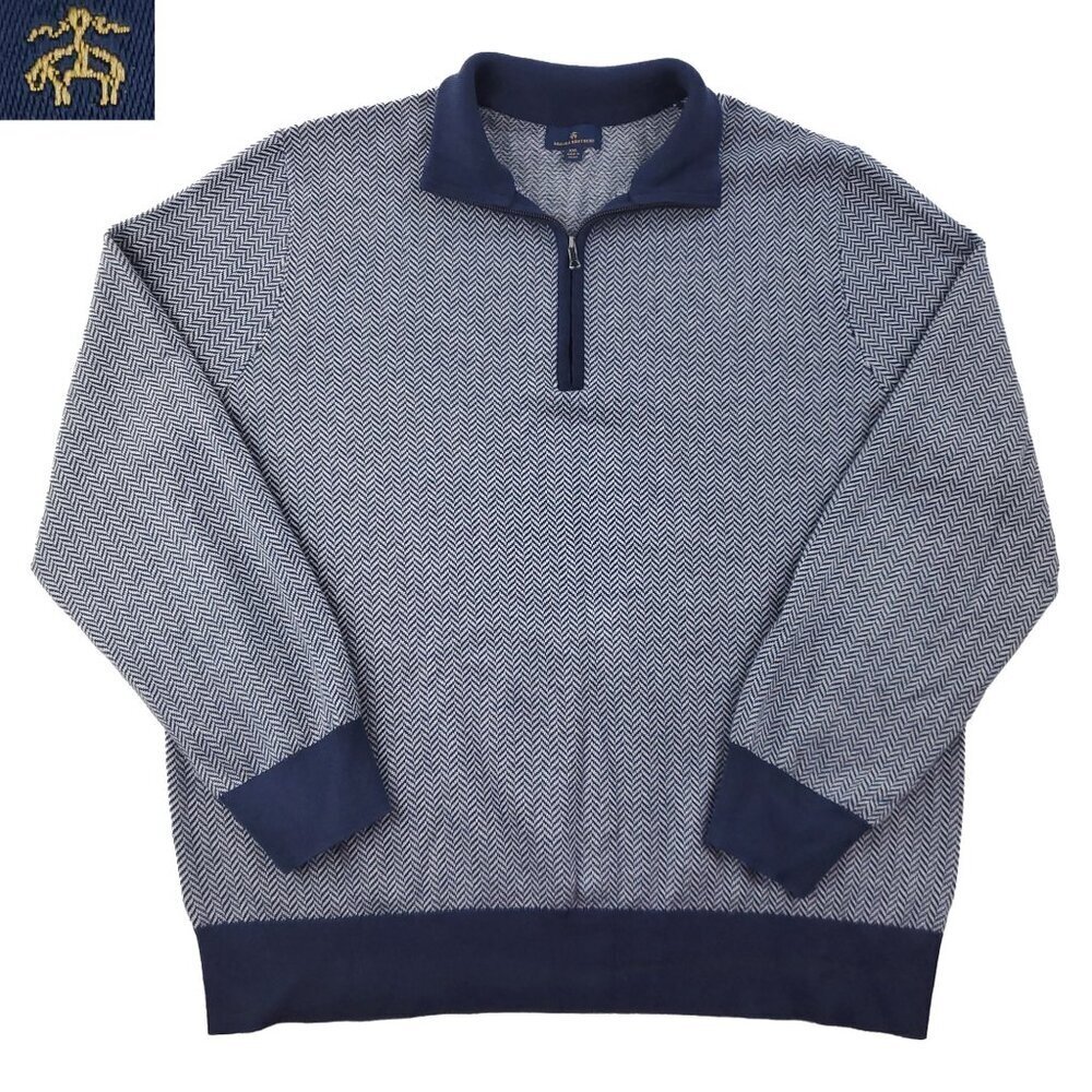 Brooks Brothers Quarter 1/4 Zip Sweater Pullover Herringbone Men's XXL